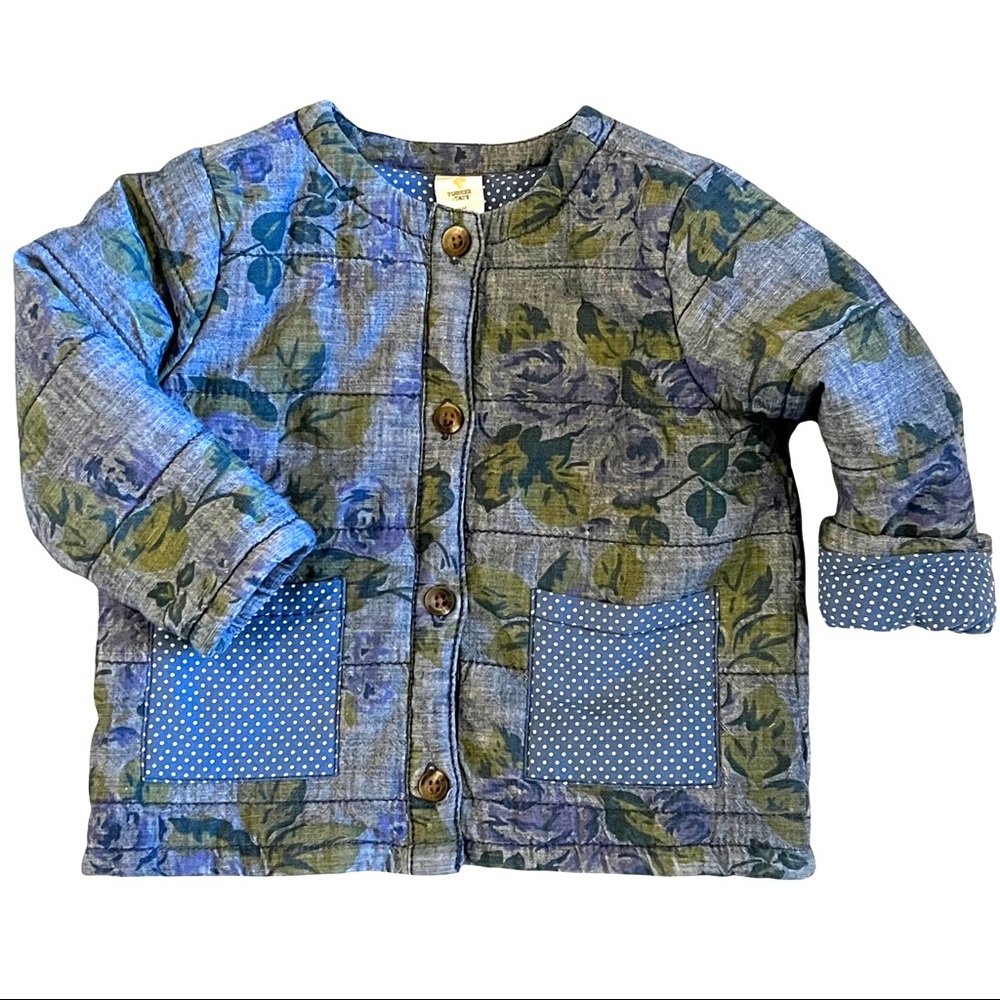 Tucker + Tate | Blue and Green Floral | Quilted Button Up Shacket | Size 18m